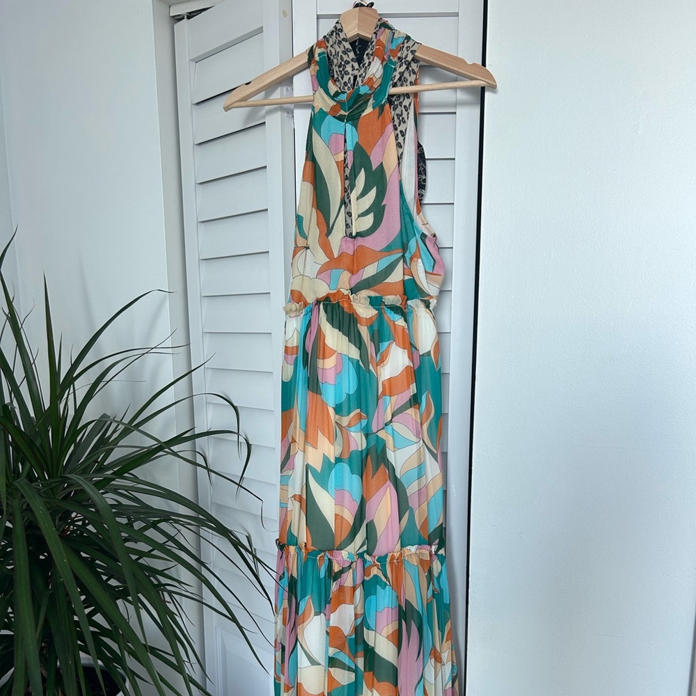 Anthropologie retro multi-color maxi dress